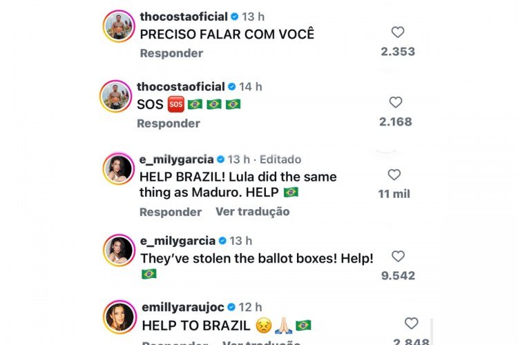 Influenciadores brasileiros pedem apoio a Trump após vitória de Lula​‌​