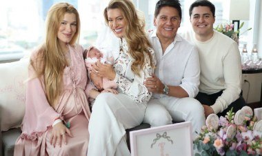 Cesar Filho e Elaine Mickely celebram chegada da neta Luiza com emoção​‌​
