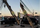 Casal abandona carro após acidente que derrubou poste em Teresina​‌​